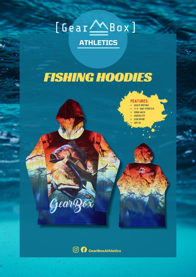 *GearBox Red Fish Hoodie Rash Guard