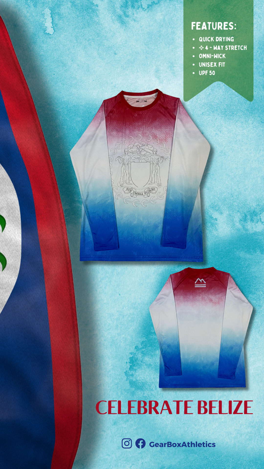 Jermiah Rash Belize *Belize Coat of Arms Rash Guard – All Access Belize